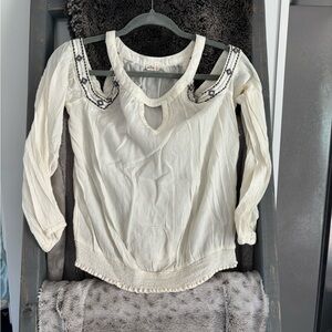 Embroidered Off shoulder Cream Women's Blouse